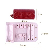 Boîte de rangement à bijoux de voyage mini multifonctionnelle personnalisée en tissu crocodile avec fermeture à boucle, pratique à tenir à la main – Offre Spéciale