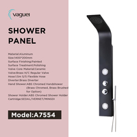 Panneau de douche mural moderne en aluminium noir avec jets massants pour salle de bain