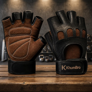 Gants de musculation en cuir PU respirant KhumBro avec design anti-transpiration et fermeture rapide pour les athlètes professionnels, utilisation en salle de sport - Product Image 3