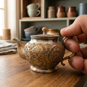 Théière vintage en métal avec couvercle et poignée, design floral décoratif, pots à eau, bouilloires - Product Image 6