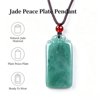 Pendentif de sécurité en jadéite birmane de qualité supérieure, jade vert naturel rectangulaire Wu Shi Pai pour cadeau de bijoux et vente en gros