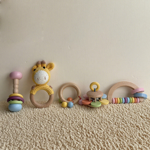 Shine Pep Colorful Wooden Montessori Toddler <b>Bell</b> Gift Set Soft Musical Food-Grade Wristband Brace <b>Baby</b> Rattle Calm Toys 0-24 - Product Image 4