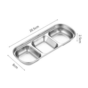 Bandeja de 3 compartimentos de acero inoxidable 304 para salsas y condimentos, ideal para restaurantes y barbacoas. - Product Image 4