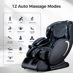 Fauteuil de massage moderne BOSSCARE 3D à gravité zéro, inclinable, avec application, noir - Product Image 3