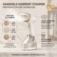 Fer à vapeur vertical portatif avec semelle chauffante 3D, chauffe rapide, 35g/min, 250ml, 3m