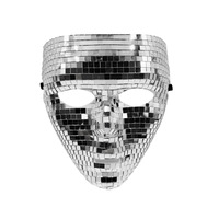 Masque de bal masqué réaliste en verre miroir de luxe pour Halloween, costume de cosplay, impression typographique classique, paillettes de boule disco