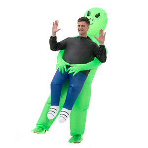 <span class=keywords><strong>Costume</strong></span> alieno per bambini adulti <span class=keywords><strong>Costume</strong></span> di Halloween vestito gonfiabile festa divertente Blow up Ghost Hug Me Green Carton 100% poliestere - Product Image 4