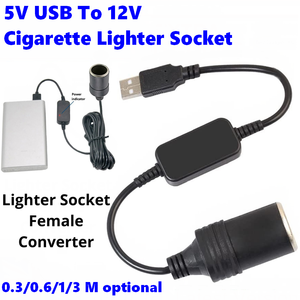 Cable Adaptador de 2A 5V USB a 12V para Encendedor de Cigarrillos, 30cm, Convertidor de Voltaje de 5V a 12V - Product Image 2