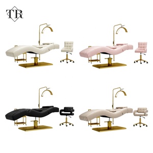 Cama de Lujo para Pestañas <span class=keywords><strong>Turri</strong></span> Lifting, Cama de Extensión Personalizada para Salón de Pestañas, Mesa de Masaje, Cama Facial Curva Plegable Beige para Tratamientos de Belleza - Product Image 5