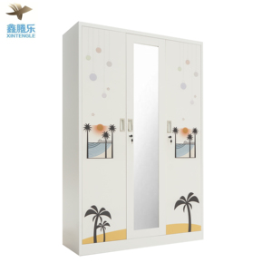 Armoire à vêtements <span class=keywords><strong>en</strong></span> acier, grande armoire, meubles de chambre à coucher <span class=keywords><strong>en</strong></span> métal, 3 portes avec miroir, grand espace de rangement - Product Image 5