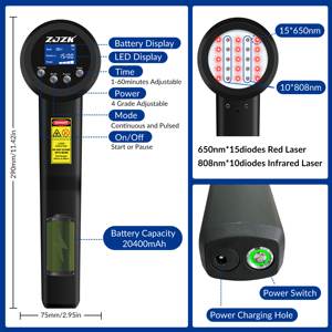 Dispositivo Professionale per Terapia Laser Freddo 650nm 808nm per Lesioni Muscolari Profonde, Dolore al Ginocchio e alle Schiena, e Infortuni Sportivi - Product Image 5