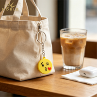 Porte-clés Emoticon en PVC souple Noble, Breloque Visage à Expressions Drôles Assorties, Pendentif de Sac, Décoration de Fête, Cadeau