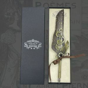 Juego de Bolígrafos Mecánicos con Diseño Retro Europeo en Caja de Regalo Individual, Ancho de Escritura de 0.5 mm, Material Metálico, Tinta Negra - Product Image 1
