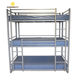 Lit superposé triple moderne en métal et fer avec échelle pour 3 étudiants, idéal pour appartements, dortoirs scolaires et chambres – Vente directe usine - Product Image 2