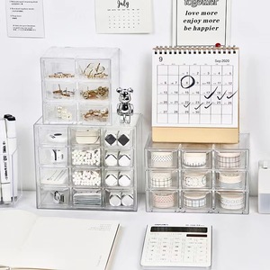 กล่องเก็บของแบบใส 9 ช่อง 6 ช่อง สำหรับเก็บเครื่องประดับ เครื่องสำอาง อุปกรณ์เครื่องเขียน กล่องจัดระเบียบโต๊ะทำงาน ทรงสี่เหลี่ยม - Product Image 4