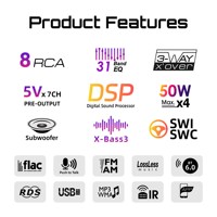 Lecteur audio de voiture 1 DIN DSP TFT en gros, 8 RCA 31EQ pour amplificateur, haut-parleur et projets de mise à niveau de la scène sonore