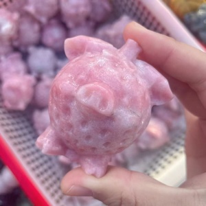 Venta al por Mayor de Piedras Preciosas Curativas, Ópalo Rosa, Cristal de Cueva de Animales, Artesanía de Cristal para Decoración y Regalos - Product Image 3