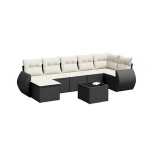 Grand ensemble de canapés de jardin modulaires en rotin PE noir, collection de meubles d'extérieur élégante - Product Image 1