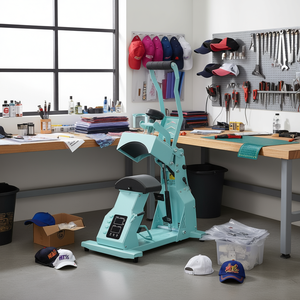 Máquina de prensa de calor eléctrica semiautomática Platens Hat verde para gorras HTV, 4 placas de presión, tipo AC 220V - Product Image 2