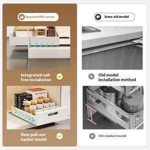 Étagère multifonctionnelle moderne et peu encombrante en fer, pliable et extractible, pour l'évier de cuisine, organise les épices, les assiettes et les bols - Product Image 6