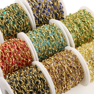 Chaîne en acier inoxydable avec strass, maille de zircone à bord coloré de 6,5 mm, pour bijoux, bracelets DIY et matériaux pour pompons de vêtements - Product Image 3