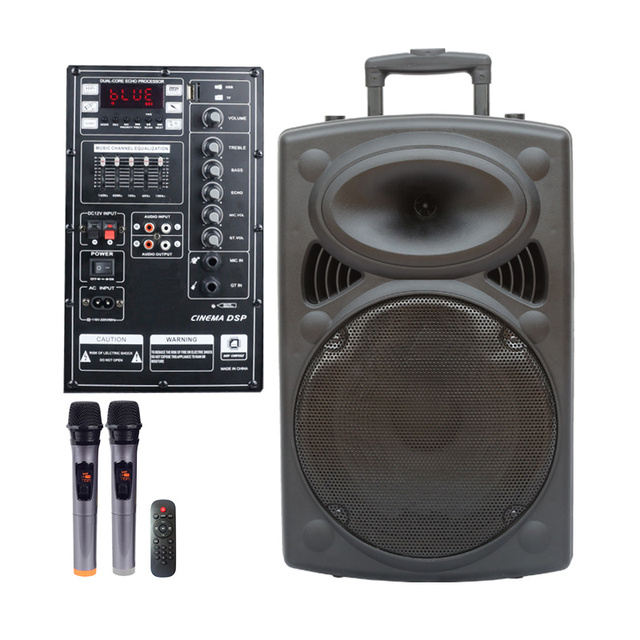 80W Portable Trolley Karaoke Speaker with Dual Wireless Mics, Cinema DSP Equalizer & TWS Stereo, Rechargeable Battery