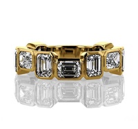 Milskye mariage beaux bijoux de mode couple ensemble 925 argent 18K plaqué or émeraude anneaux décoratifs
