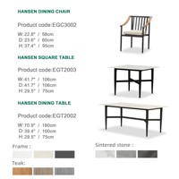 Ensemble de table de bistrot et 6 chaises Express Garden, moderne, léger, en aluminium et teck, avec accoudoirs - Durable, résistant aux UV, pour extérieur et patio