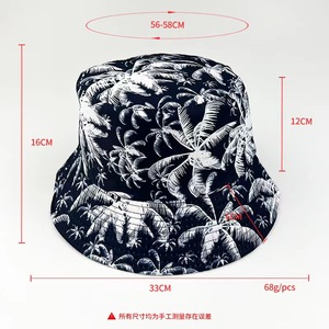 Nueva moda impresa palma de coco doble cara reversible cubo sombrero verano <span class=keywords><strong>playa</strong></span> <span class=keywords><strong>pescador</strong></span> gorra cubo sombrero - Product Image 2