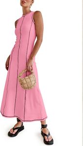 Maglietta Casual senza maniche da donna in maglia a coste traspirante con punto a contrasto stile stile estivo per l'autunno - Product Image 3