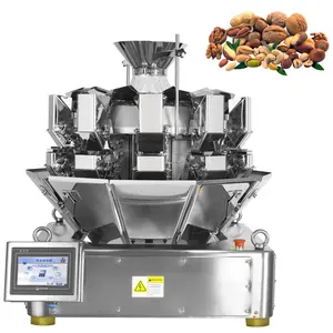 Mesin timbangan multifungsi, mesin timbangan multikepala mini 10 14 otomatis penuh untuk makanan kacang