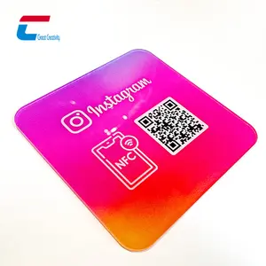 New arrival writable nfc review tag Ntag 216 Acrylic google review display nfc card for sharing social media feedback