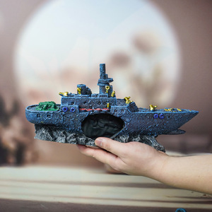 Hotverkopende simulatie oorlogsschip <span class=keywords><strong>aquarium</strong></span> visbak landschapsdecoratie schuilplaats ornamenten grensoverschrijdende hars schipwrak kleine doos - Product Image 3