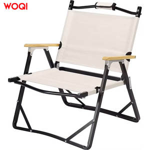 Chaise pliante WOQI avec structure en aluminium, capacité 350 lbs, pour extérieur, camping, jardin, avec poignée en bois et sac de rangement - Product Image 3