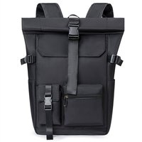 Sac à dos de voyage professionnel pour ordinateur portable, personnalisé avec logo, haute qualité, 17 pouces, simple, imperméable, à enroulement, pour hommes