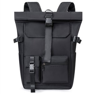 Sac à dos de voyage professionnel pour ordinateur portable, personnalisé avec logo, haute qualité, 17 pouces, simple, imperméable, à enroulement, pour hommes - Product Image 1