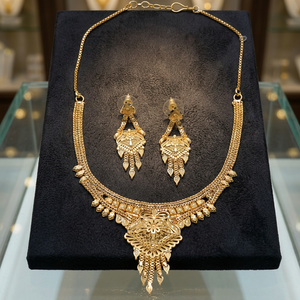 ชุดเครื่องประดับแฟชั่นสร้อยคอสั้น14K 18K 24K ชุดเครื่องประดับดีไซน์ลายดอกไม้แบบดั้งเดิมชุดเครื่องประดับทำจากทองเหลืองทอง - Product Image 1