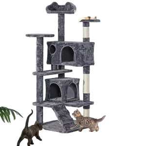 Torre de Madera de Lujo para Gatos con 4+ Niveles, Fácil Montaje, Poste para Rascarse y Rascador, Embalaje de Cartón Ecológico - Product Image 1