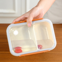Vente en gros 100% Boîte à bento en plastique transparent étanche pour enfants 3 compartiments Boîte à lunch pour enfants sans BPA pour l'école