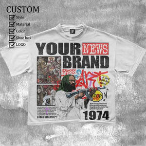 Camiseta con efecto lavado vintage personalizada para hombre, camiseta informal de verano de manga corta con cuello redondo - Product Image 1