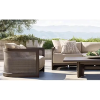 Ensemble de canapés de jardin Foshan en aluminium, mobilier d'extérieur moderne en rotin avec dossier en panneaux de canne, pour patio et salon