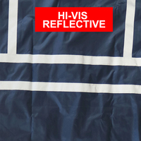 Robe longue à capuche bleu marine imperméable coupe-vent en polyester PVC pour adulte, imperméable de sécurité haute visibilité réfléchissant avec logo personnalisé