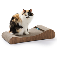 Griffoir interactif pour chat en carton ondulé avec jouet à bille roulante et panneau de griffage incurvé pour chat
