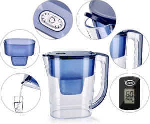 Carafe filtrante à eau alcaline 10 tasses, compatible avec les filtres à eau alcaline, fournie directement par l'usine - Product Image 2