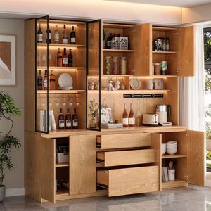 Oak <b>Sideboard</b> Wall Mounted Tall <b>Cabinet</b> 900mm Plus Solid Wood Storage Wine <b>Cabinet</b> Living Room <b>Kitchen</b> Use - Product Image 2