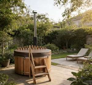 Studio de bien-être et bain à remous détoxifiant avec poêle extérieur à bois, idéal pour la récupération après l'entraînement - Product Image 2