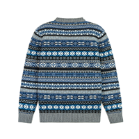AiNear Vente en gros Logo personnalisé Design Oem & Odm Fair Isle Pull-over en tricot de laine à manches longues et col rond en jacquard bleu pour hommes