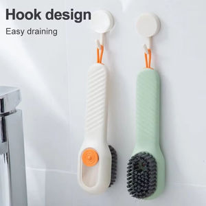 Wholesale Multifunction Automatic Shoe Brush, Long Handle Soft <b>Cleaning</b> Tool for <b>Clothes</b> & Shoes, Plastic Brush with Hook - Product Image 5