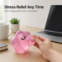 Jouet anti-stress Smiley en TPR souple, balle à presser translucide rose, jouets sensoriels mignons pour adultes