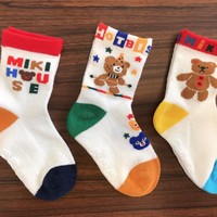 Nouveaux enfants MIKI chaussettes japon ours mignon trou coton peigné cheville respirant équipage dessin animé chaussettes
